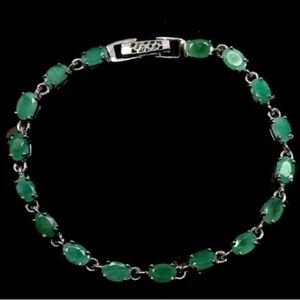 9ct Natural Emerald Topaz Silver adjustable bracelet 925